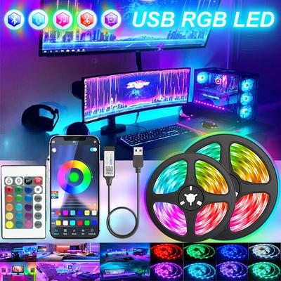 Tira de Luces Led USB Wifi 1-5M RGB 5050 Bluetooth APP Control Luces Led diodo Flexible decoración para sala de estar lámpara cinta