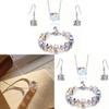 Ensemble Collier et Boucles d'Oreilles Cristal Géométrique Couleur Aurore Pour la Mode Féminine