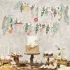 Funny Floral Leaf Paper Banner Vintage Flower Flag Long Leaves Flower Banner  Happy Birthday