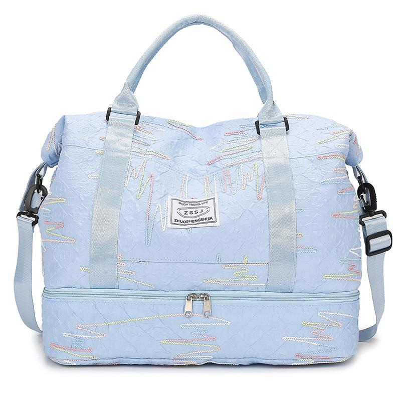 

Дорожная сумка Большая вместительная сумка для хранения раздельных сухих и влажных вещей Сумка для бассейна и спортзала с раздельными сумками для обуви синий