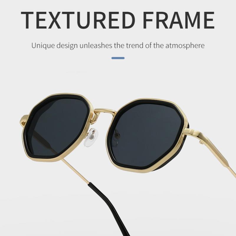 2026 New Men's Premium Polyhedron Sunglasses Retro Sunshade UV Sun Glasses Luxury Brand Designer Punk Popular Metal Eyeglasses