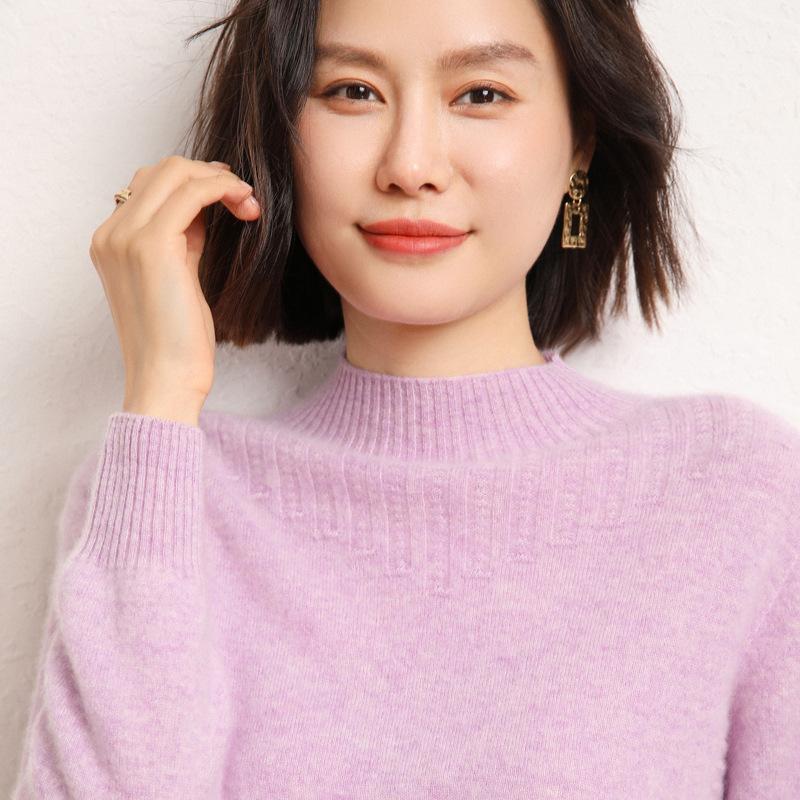 Ready-to-wear Half-turtleneck Cardigan for Women In Autumn and Winter New Cashmere Knitted Base Shirt Fashionable Versatile Pullover Sweater