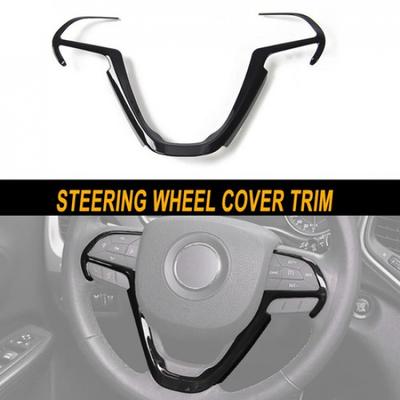 Black Steering Wheel Moulding Cover Trim for Jeep Cherokee 14-20 Accessories