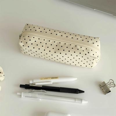 Y2k Pen Bag Canvas Stationery Storage Bag Fashion Polka Dot Pencil Case  School Supplies