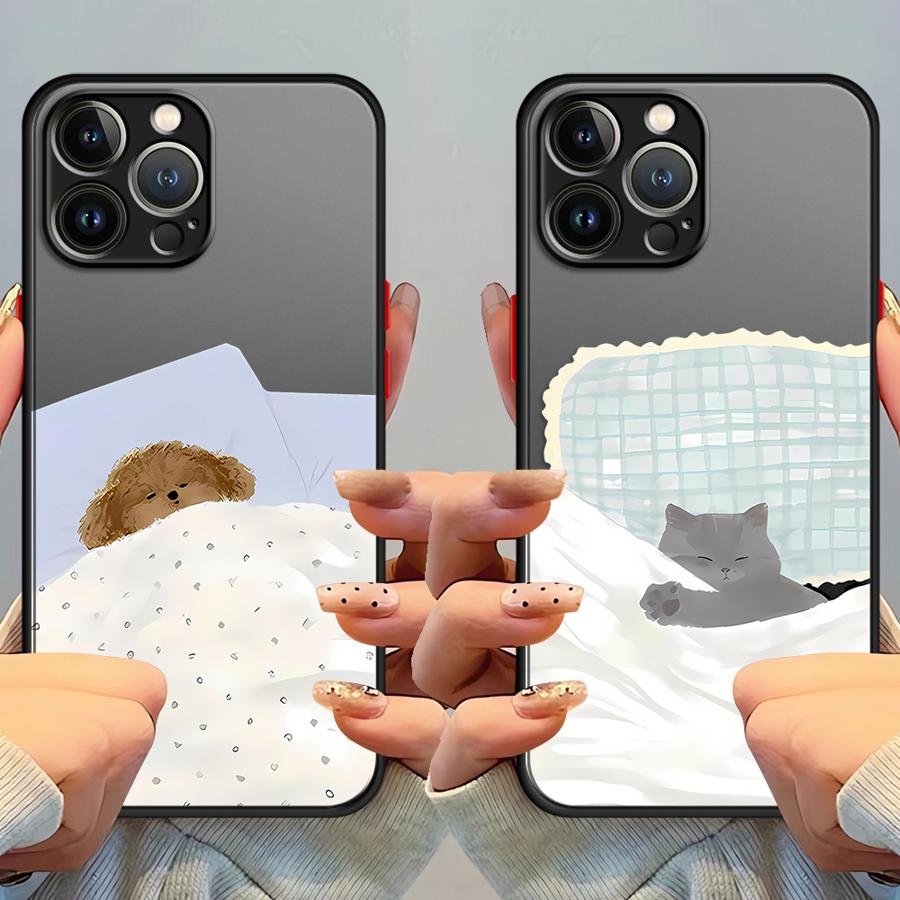 Cute Dog Cat Couple Case for iPhone 17 Pro Max 13 Mini 15 12 Air 16 Plus 7 8 SE XS XR 14 11 Funda Back Phone Cover