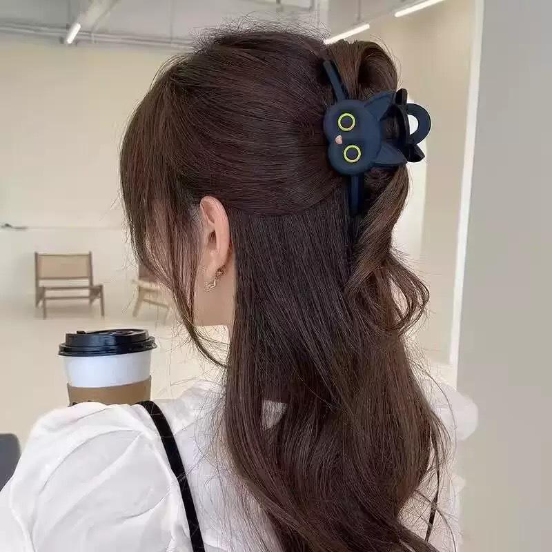 

Large Cute Cat Updo Claw Clip Shark Hairpin for Women чёрный