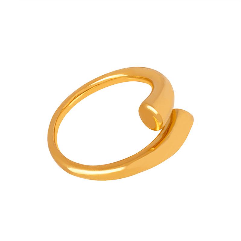 Barocker Asymmetrischer 18K Goldfarbener Titanstahlring für Damen