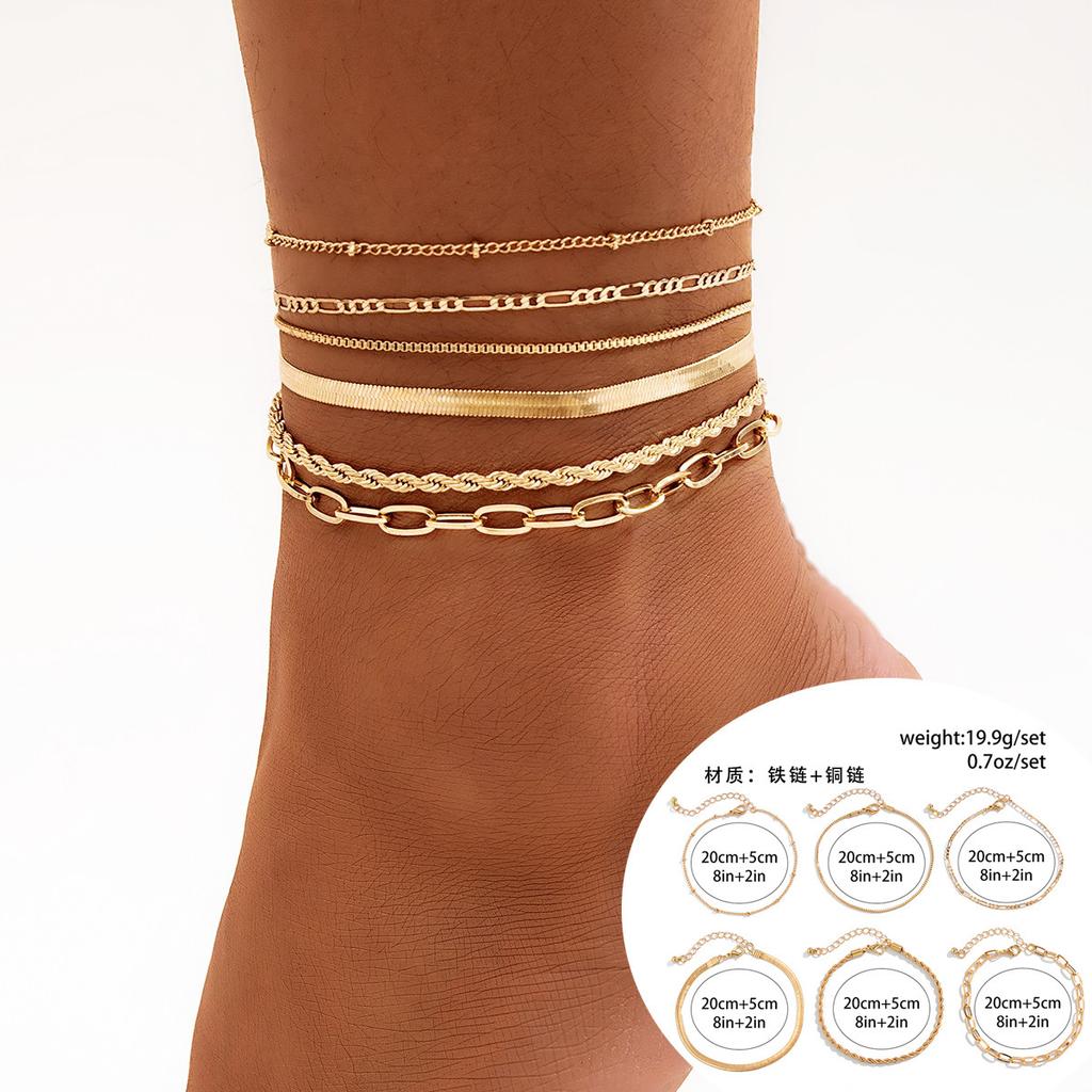Sweet and Cool Casual Rhinestone Beach Anklet Simple Snake Bone Chain Thin Chain Anklet Female