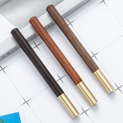 Brass Wood Roller Ballpoint Pen Smooth Writing Signature Gel Ink Roller Pen For Office Business Gift
