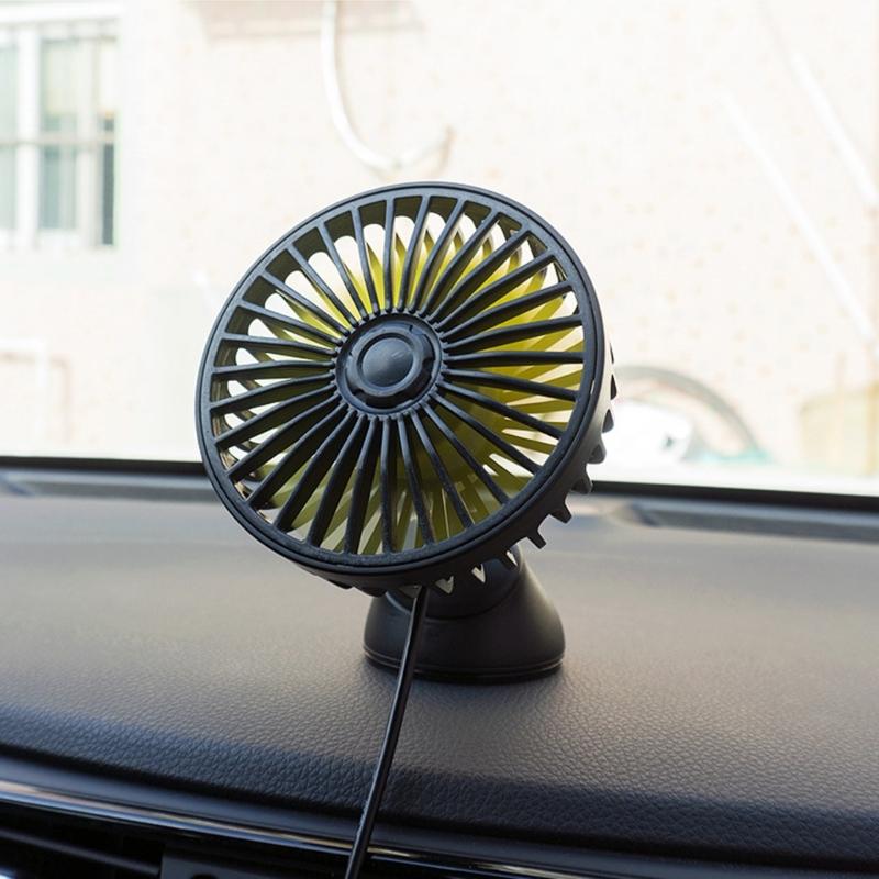 Car USB Clip Fan with 360 Degree Rotation & Strong ABS Suction Cup Portable Auto Suction Cup Fan for Vehicle Cooling