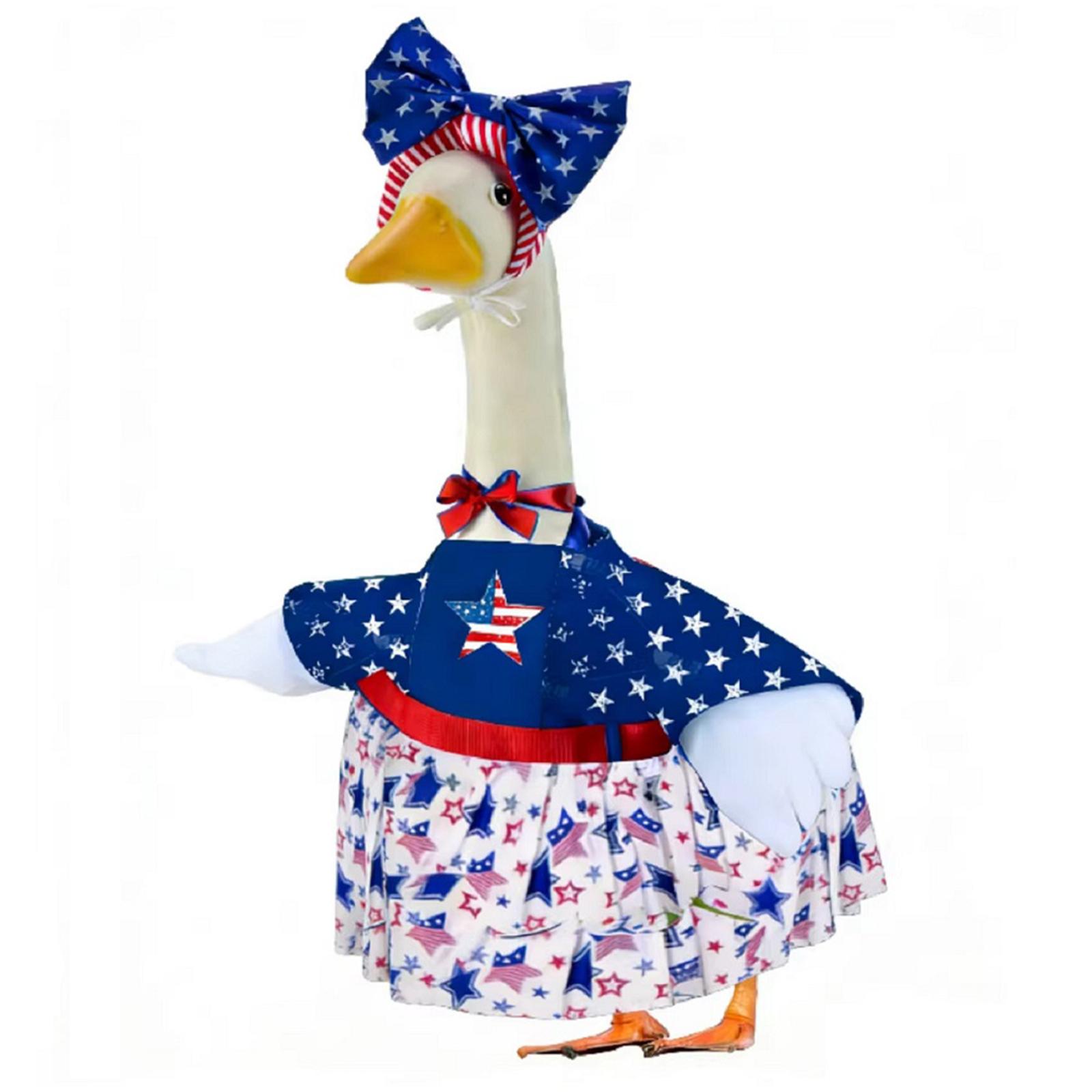 4th of July Patriotic Porch Goose Outfits Non-Fading Patriotic Porch Goose Outfits Weather Resistant for Patio&Yard&Lawn&Garden
