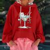Women's Christmas Print Loose Casual Long Sleeve Hooded Sweatshirt
