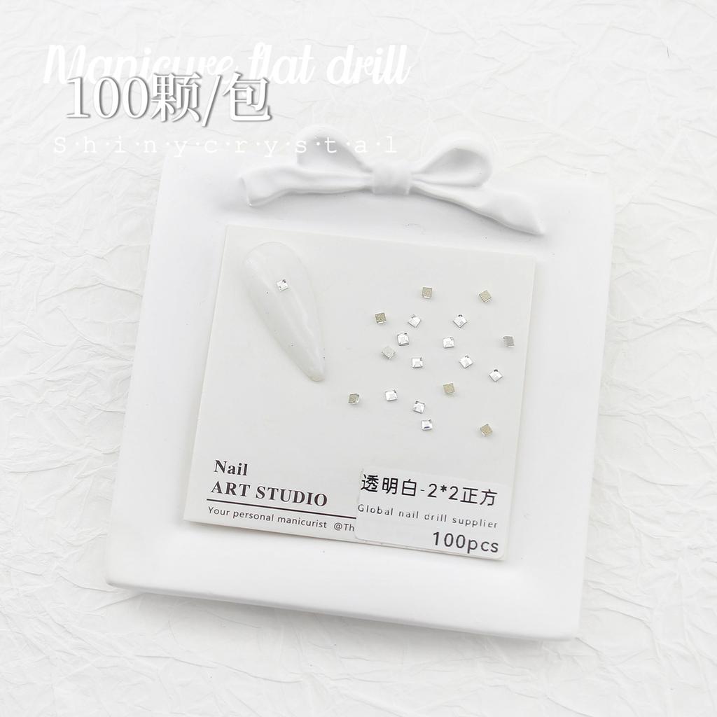 Nail Art White Flat Bottom Special-Shaped Diamond Size Mini Water Drop Love Square Transparent Diamond Jewelry White Rectangular Diamond