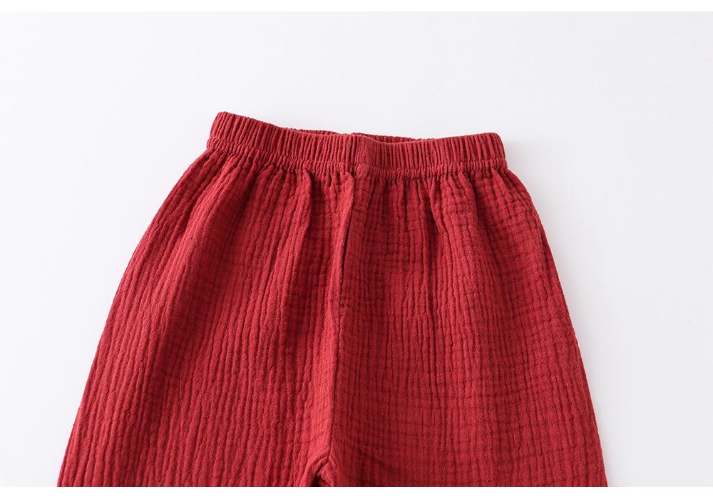 Kids' Cotton Linen Long Sleeve Set - Unisex Gauze Joggers, Loose Two-Piece for Spring/Summer