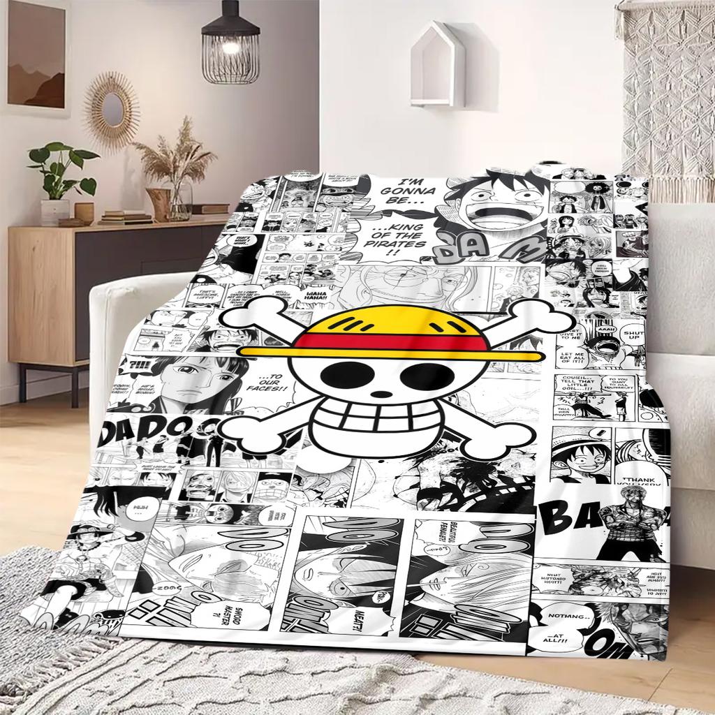 ONE PIECE Straw Hat Pirates Print Blanket Warm Comfortable Flannel Blanket Suitable for Bedrooms,Sofas, Beds,Chairs -QIAO114