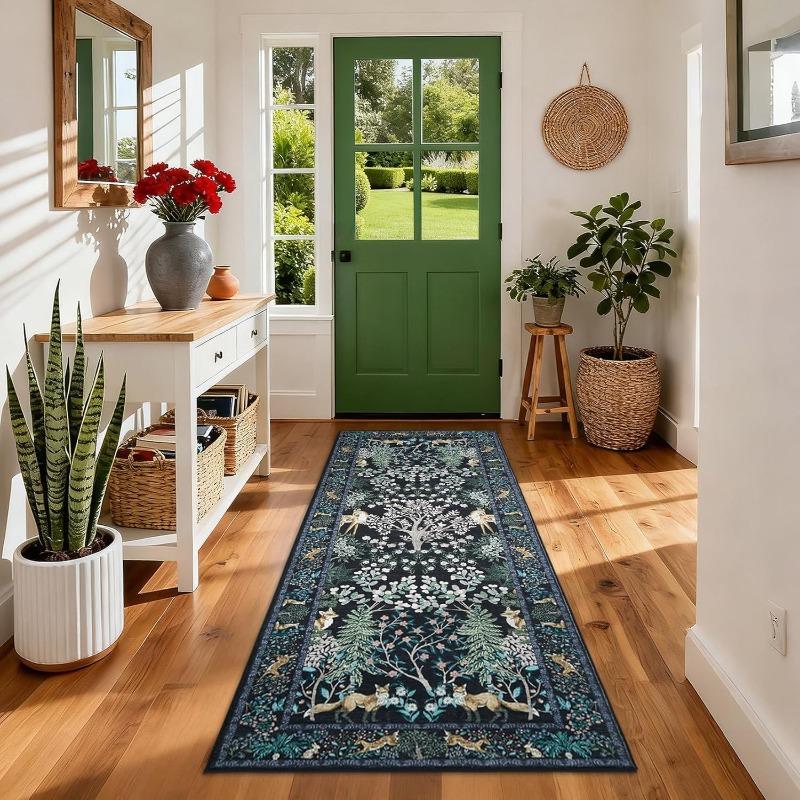 Jungle Animal Pattern Hallway Long Carpet Foldable Machine Washable Living Room Sofa Coffee Table Nonslip Floor Mat Bedroom Rug