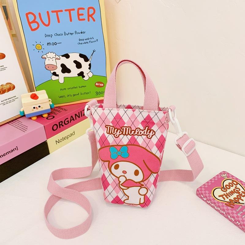 Fashion new children's bag cute girl large capacity water cup canvas bag baby shoulder messenger bag