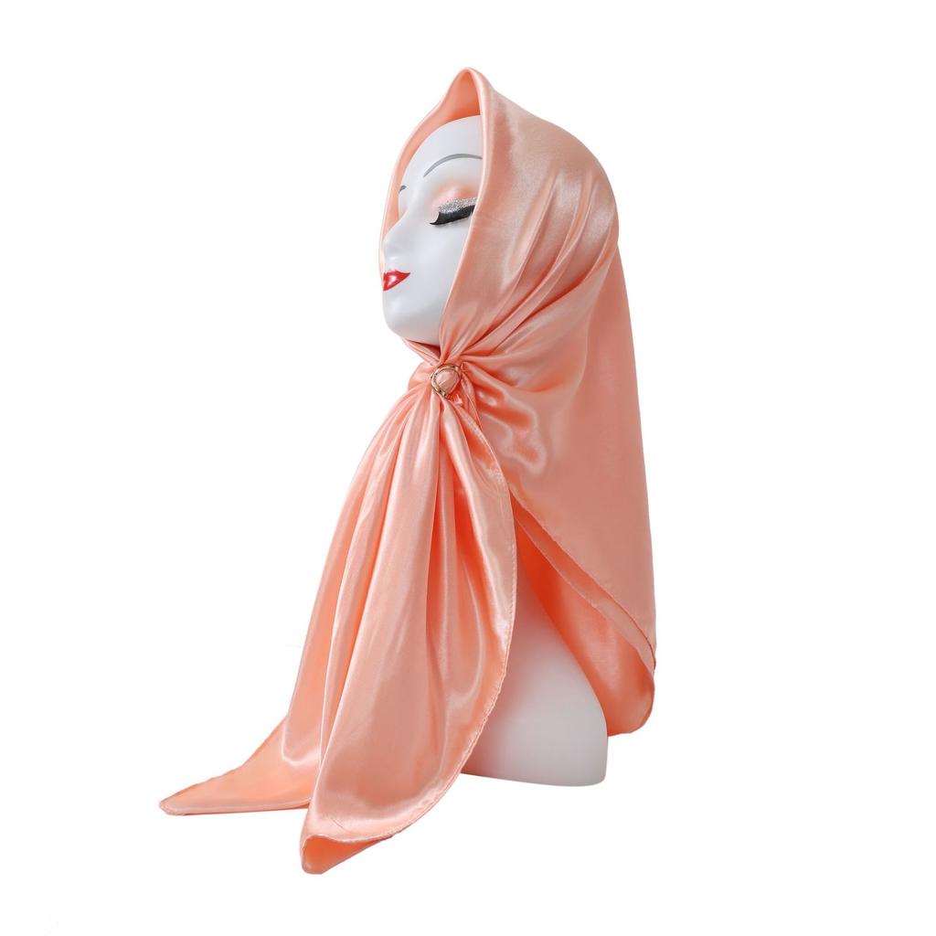 Fashionable New Versatile Headscarf Large Square Scarf Solid Color Scarf Women'S Simulated Silk Satin Scarf
