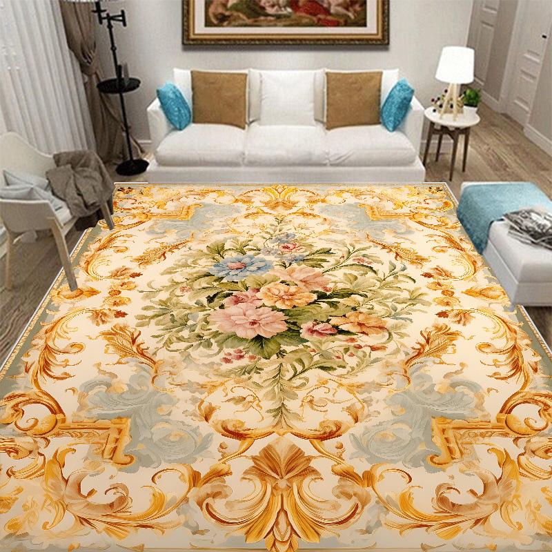 Luxusní Evropský Koberec Velkých Rozměrů Dekorace Obývacího Pokoje Domácí Kobereček do Prostoru Vedle Pohovky pro Ložnici Protiskluzový Šatna Pratelná Podložka na Podlahu