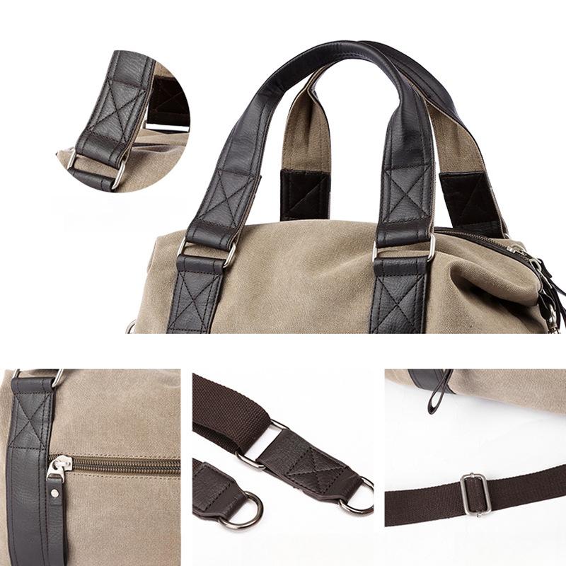 Men's Canvas Tote Travel Bag Large Capacity Luggage Shoulder Crossbody Bag Korean Sport Gym Fitness Duffels Short Trip Bags