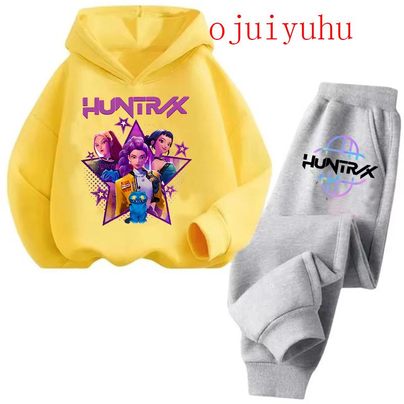 Streetwear 90s Sets Children Hoodies Kpop Demon Hunters Pullover Sweatshirt Anime Trucksuit Cartoon Girls Boy Kids  Clothes