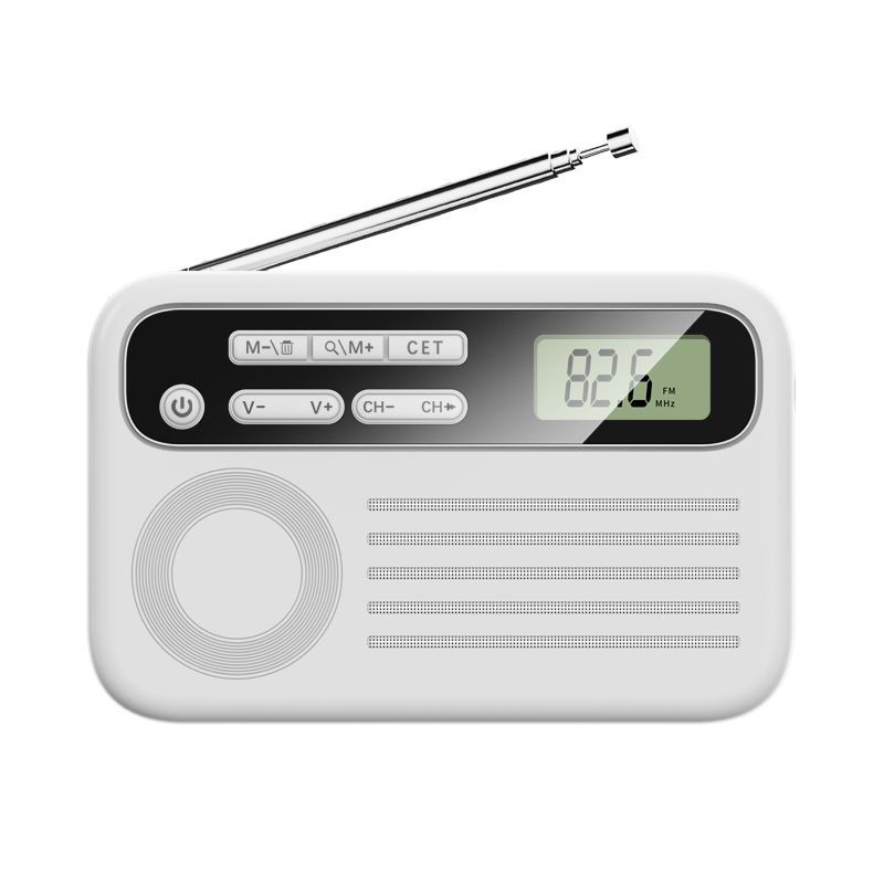 

Portable DSP Radio 50-108MHZ Radio Receiver with LCD Display Built-in Speaker Support Power Display 3.5MM Headphone Rechargeable білий