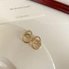 14K Gold Plated Double C Cross Shiny Zircon Earrings for Women Fashion Minimalist Hypoallergenic Round Earrings Jewelry Gift