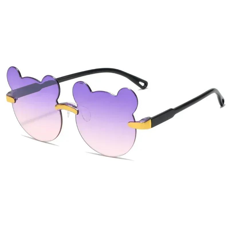Kids Sun Sunglasses Bear Shape Children Glasses Cartoon Rimless UV400 Child Eyeglasses Outdoor Anti-Glare Girls Boys Sunglasses