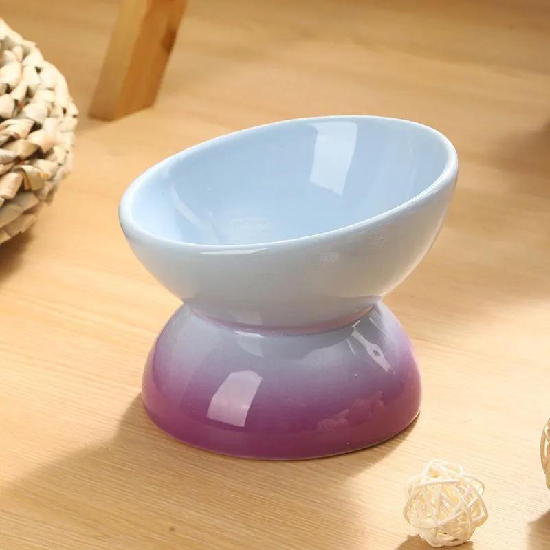 Bowl for cats and dogs of small breeds BARQ Sfera, ceramic, inclined, on a stand (White)
