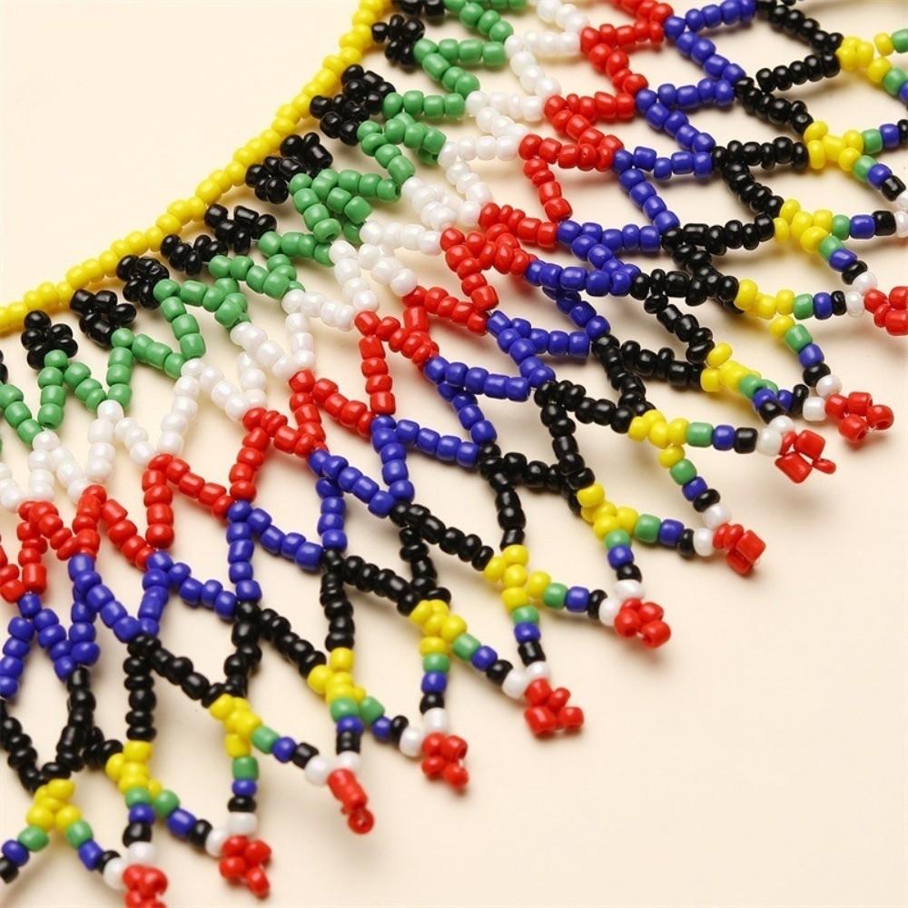 Ethnic Style Bead Chunky Necklace Bohemian Handmade Woven Choker Necklace Vintage Classic Multilayer Beaded Choker Party Wear