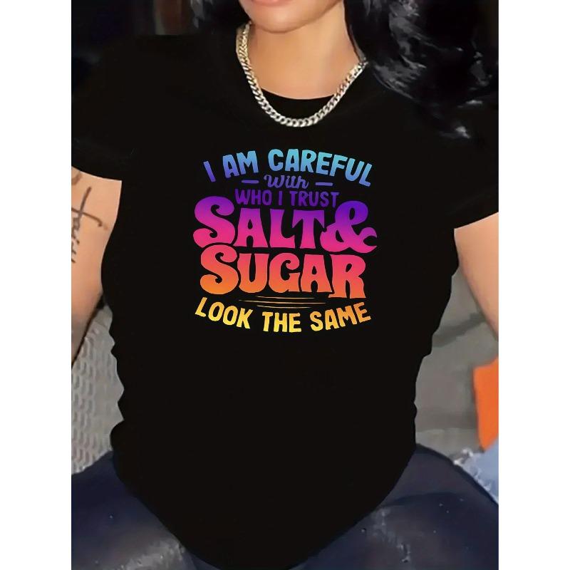 

European Size Women s Size Oversized Casual T-Shirt - Bold Who I Trust Carefully Letter Print Round Neck Short Sleeve Top, Comfortable Casual Attire 4XL