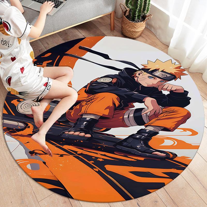 Naruto Power Up Round Area Rug Carpet Rug For Living Room Bedroom Sofa Playroom Decor Nonslip Floor Mat