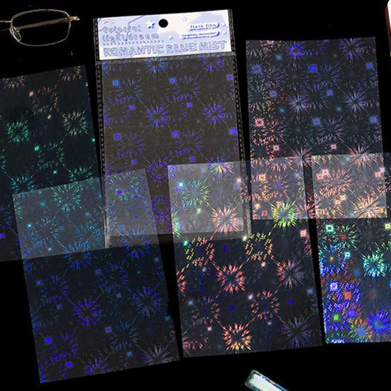 6 Blatt Irisierender Traum Holografischer Aufkleber für Journale Wasserdichte Scrapbooking-Aufkleber Transparenter Untergrund für Collage Versiegelung Dekoration