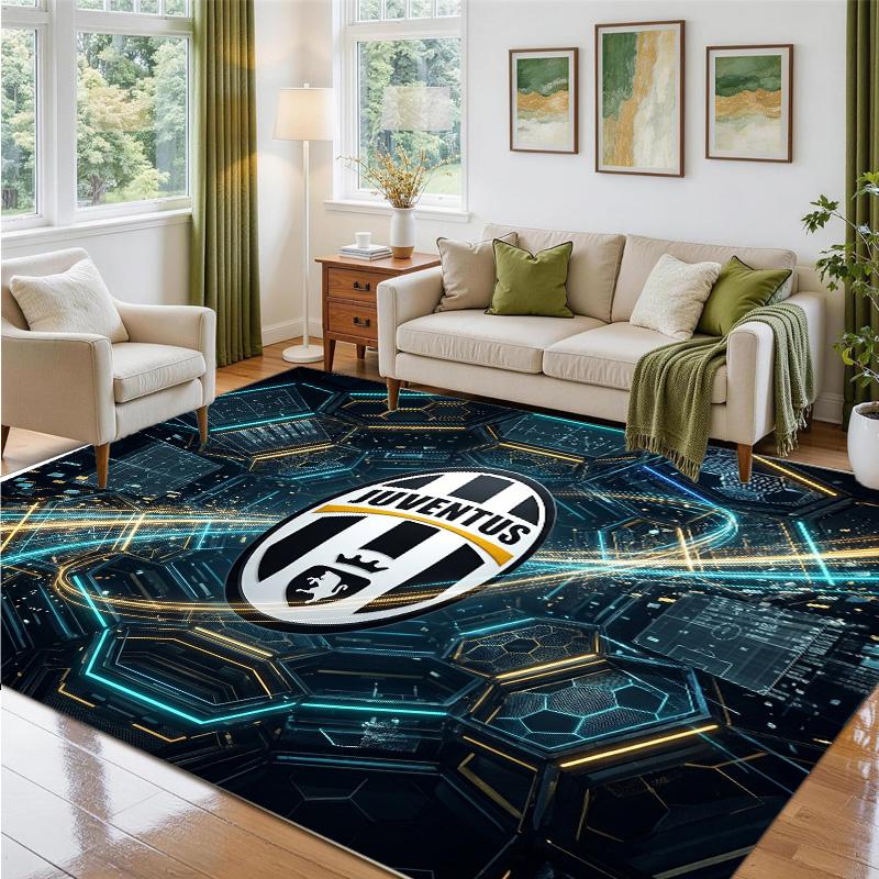 Juventus FC Design Crystal Velvet Rug Soft Decorative Mat for Bedroom Entrance