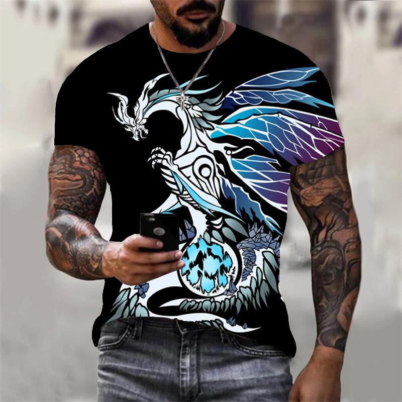 3D Dragon Print T-shirt Herr Kvinnor Casual Sommar Djur T-shirt Man O-hals Kortärmad Lösa toppar Andas T-shirts för par