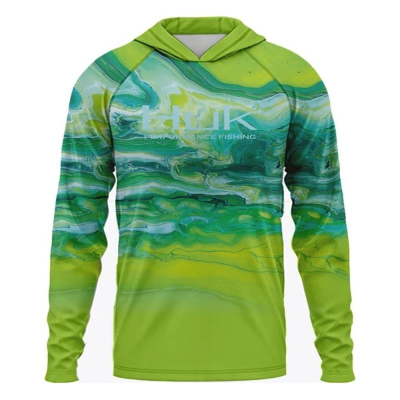 HUK Fishing Long-sleeved UPF50 Hooded Sun-protection Anti-ultraviolet T-shirt Breathable Men's Clothes Top
