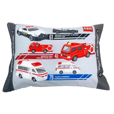 MORIPiLO Kinder Flaches Tomica Polizeiauto, Feuerwehrauto und Krankenwagen Kissen, Grau, ca.. 28x39cm, Hautfreundliches 100% Baumwollgewebe,
