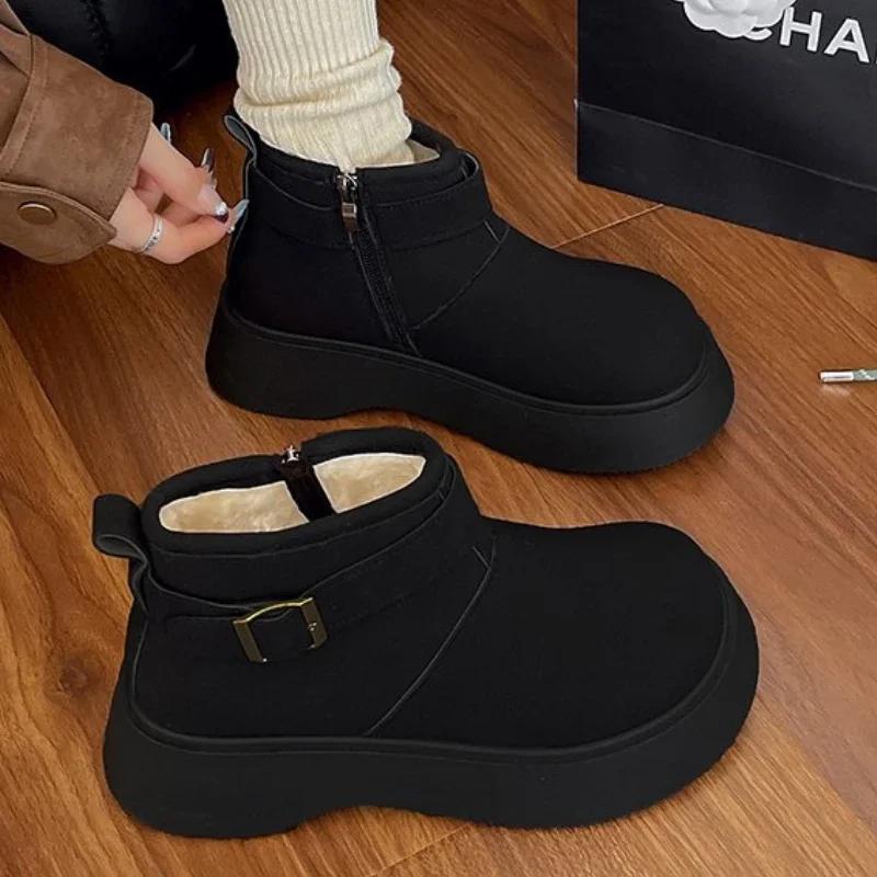 Suede Platform Women Ankle Boots Flats Fashion Casual Shoes Woman 2025 Trend Winter New Brand Designer Walking Cozy Female Botas