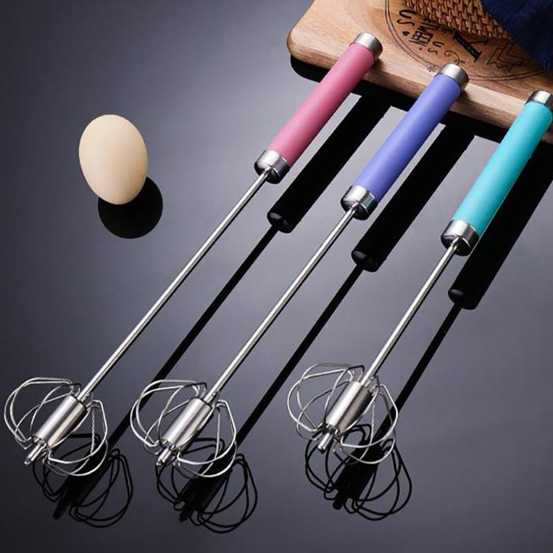 Stainless Steel Household Semi-Automatic Rotating Egg Beater Push-Type Egg Cream Baking Stirring Stick Manual Egg Beater