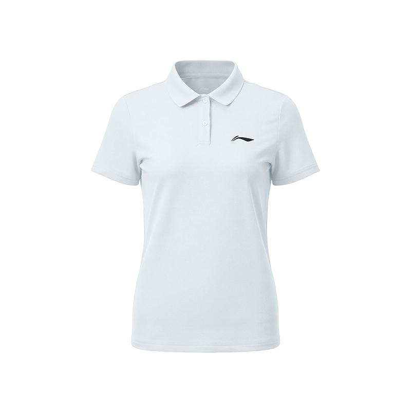 Li Ning Badminton Series Simple Elegant Slim Lightweight Breathable Casual Versatile Polo Shirt T-Shirt Women tops Sky-Blue APLR126-8