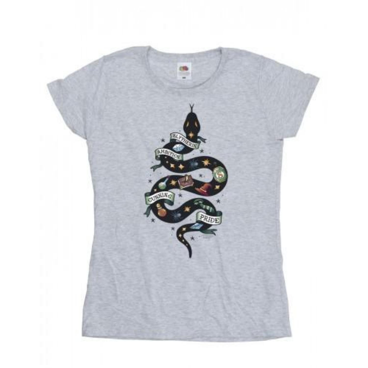 HARRY POTTER Womens_Ladies Slytherin Sketch Cotton T-Shirt S чёрный