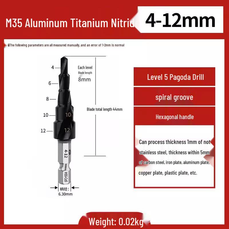 Tiangong Pagoda High-Hardness Universal Step Drill Bit Set for Stainless Steel