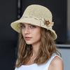 Elegant Women's Floral-decorated Straw Hat - Breathable Sun Hat Outdoor Travel Vacation Fisherman Hat Beach Hat