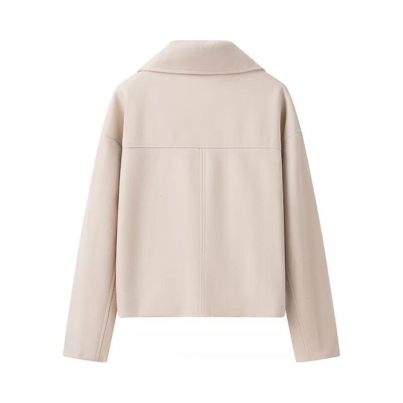 European and American French style, women's clothing, new fashionable versatile double-breasted short woolen coat