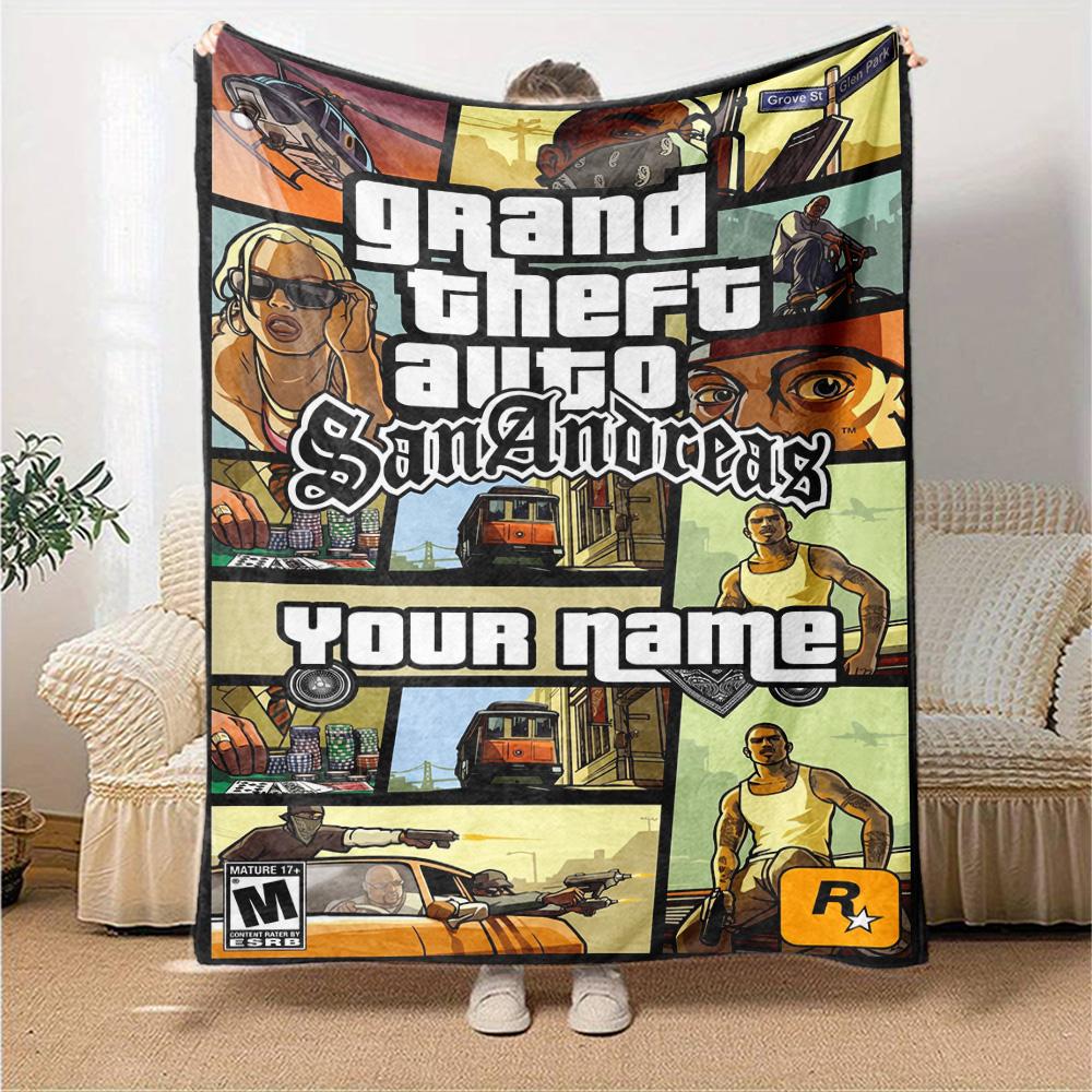 Grand Theft Auto Customize Text Blanket Lightweight Personalized Blanket Comfortable Suitable for Office Livingroom Nap Sofa Four Seasons Universal