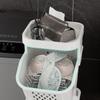 Laundry Basket with Wheels Multi-Tier Dirty Clothes Hamper Laundry Trolley Bathroom Organizer Toilet Rolling Storage Rack
