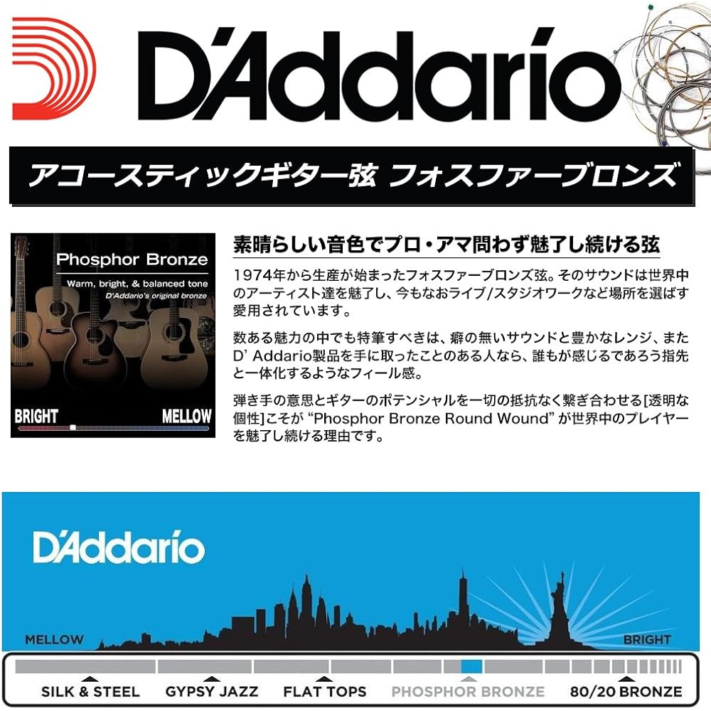 D'Addario Daddario Acoustic Guitar Rose Strings Phosphor Bronze .036 PB036 Set of 5 [Domestic Gen...