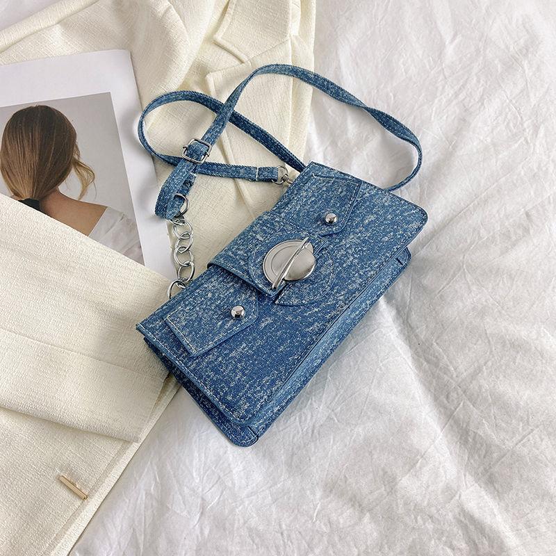 

Популярные нишевые сумки для женщин, новые модели модных сумок через плечо Tidal Explosion, сумка через плечо Senior Sense of Foreign-style светло-синий