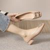 Leather square head shallow mouth spring 5 cm high heels French new versatile professional mother women's shoes temperament single shoes