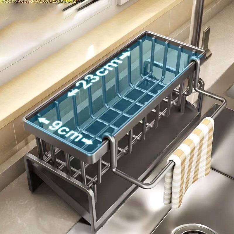 1PCS ABS Kitchen Storage Rack Drainage Countertop Rack With Holder Sink Cloth Multifunctional Faucet Scouring Pad Storage